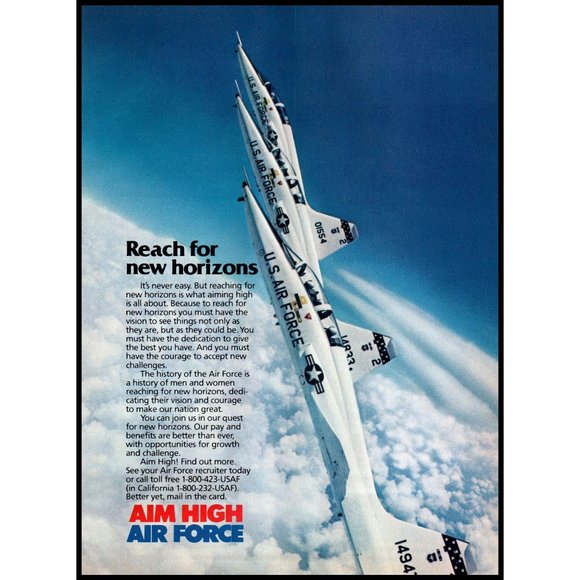 1985 United States Air Force Recruiting Vintage Print Ad USAF Jets Clouds Decor - Picture 1 of 1